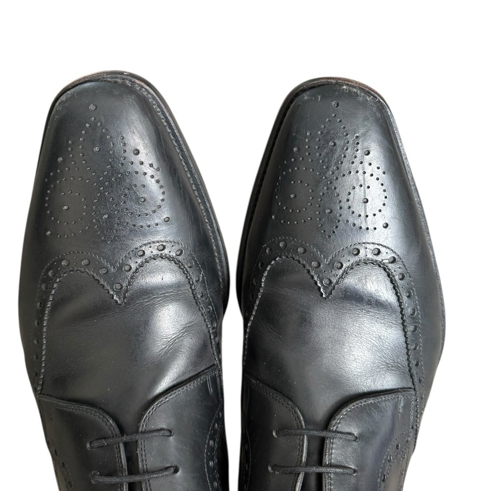 Magnanni Mens Shoes  Size 10  Brogue Wingtip Black Leather Derby Oxford 13974 - Picture 10 of 15